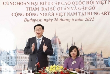 Chủ tịch Quốc hội Vương Đình Huệ thăm Đại sứ quán và gặp mặt cộng đồng người Việt Nam tại Hungary
