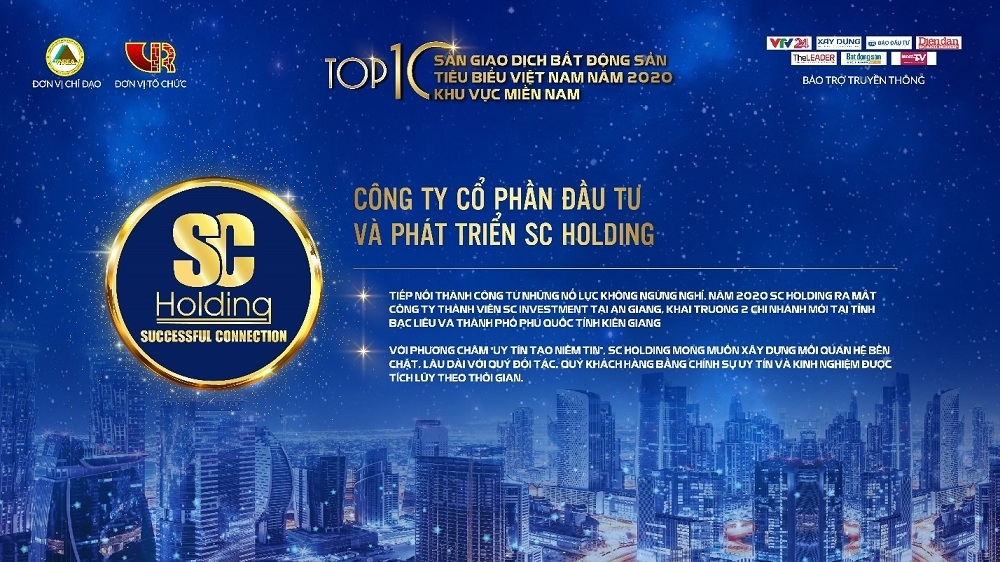 sc holding duoc vinh danh san giao dich bat dong san tieu bieu viet nam nam 2020 khu vuc mien nam